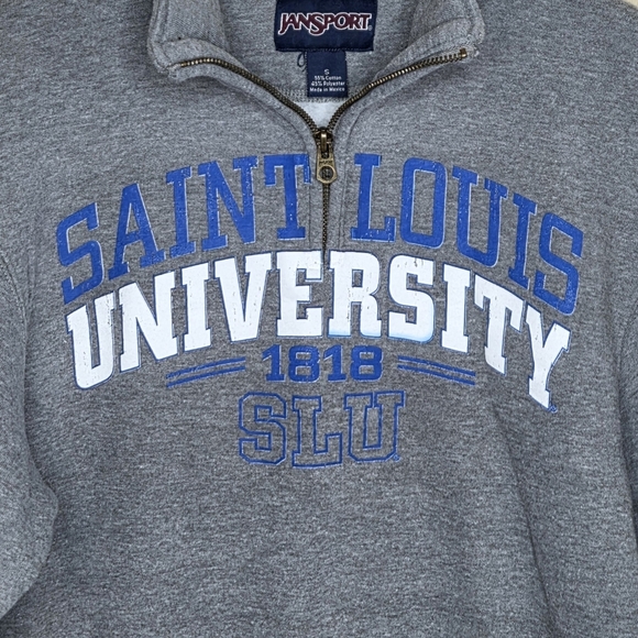 Jansport | Saint Louis University Quarter Zip Graphic Gray Sweatshirt Size Small - Picture 2 of 6